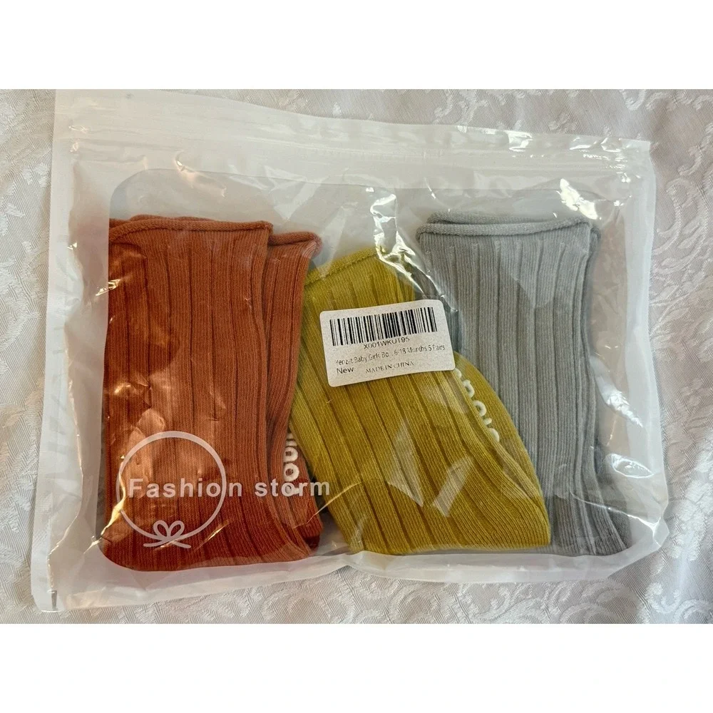 NEW Yenzat Baby‎ Knee High Socks 6-18 Months Orange Yellow Gray 3 Pairs